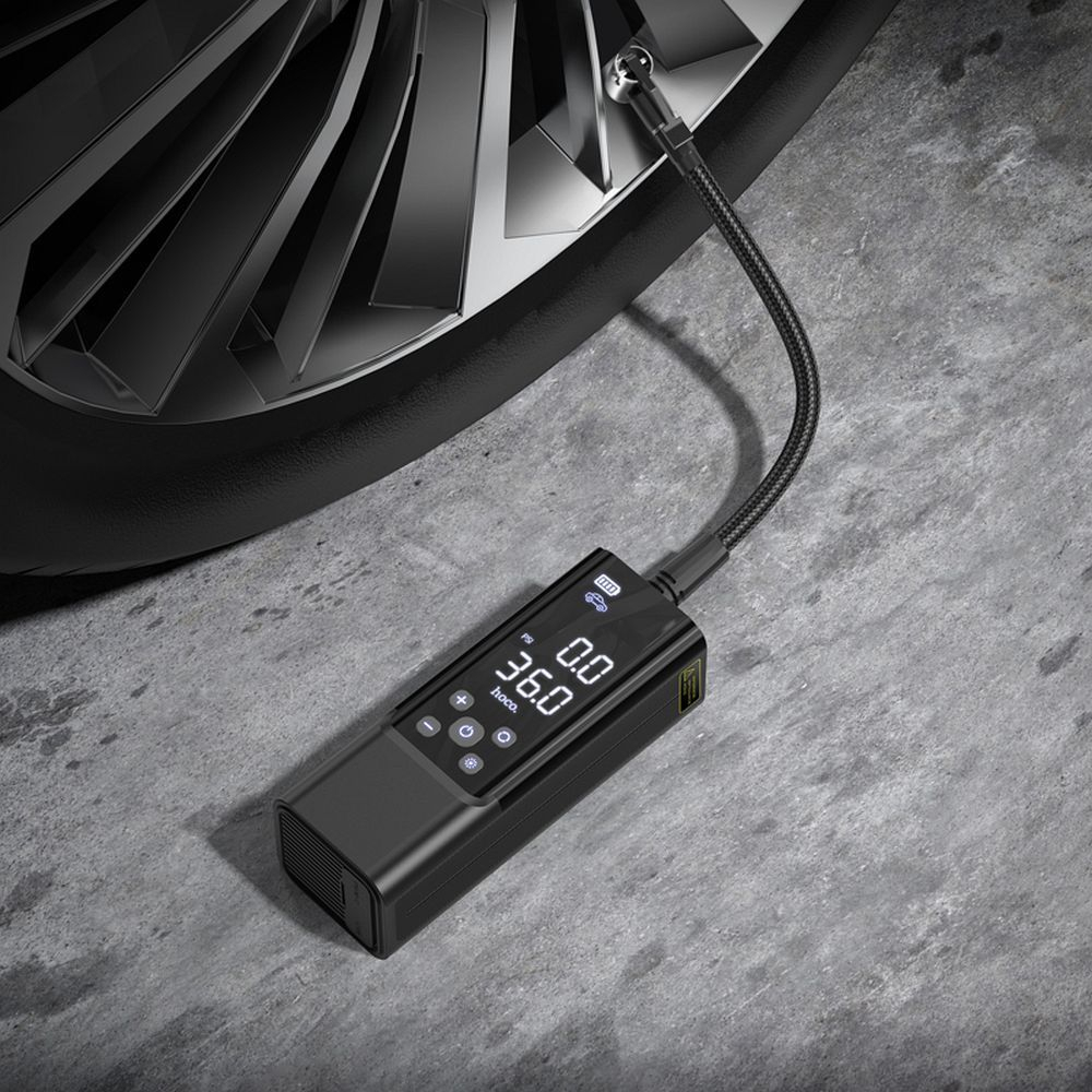 Compresor portabil fără fir Hoco ZP7, 5000mAh, Negru [2]