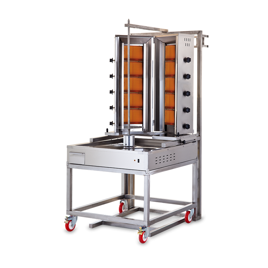 Aparat kebap, shaorma, gyros, cu 10 arzatoare in V, motor jos detasabil, capacitate maxima 200kg, putere calorica 35kw, Meltem [1]