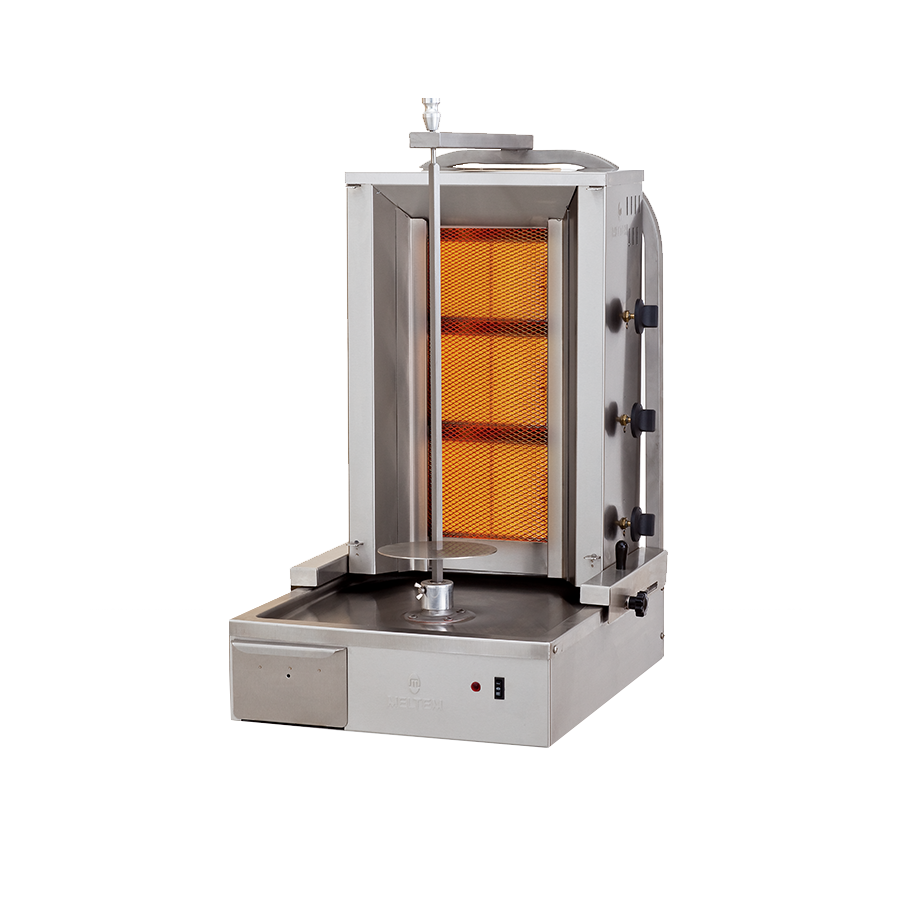 Aparat kebap, shaorma, gyros, cu 3 arzatoare gaz, motor jos, capacitate maxima 30kg, Meltem [1]