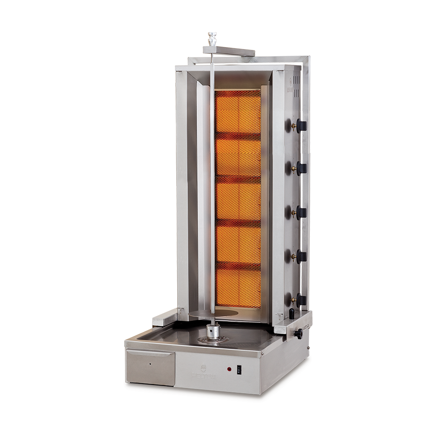 Aparat kebap, shaorma, gyros, cu 5 arzatoare gaz, motor jos, capacitate maxima 70kg, Meltem [1]