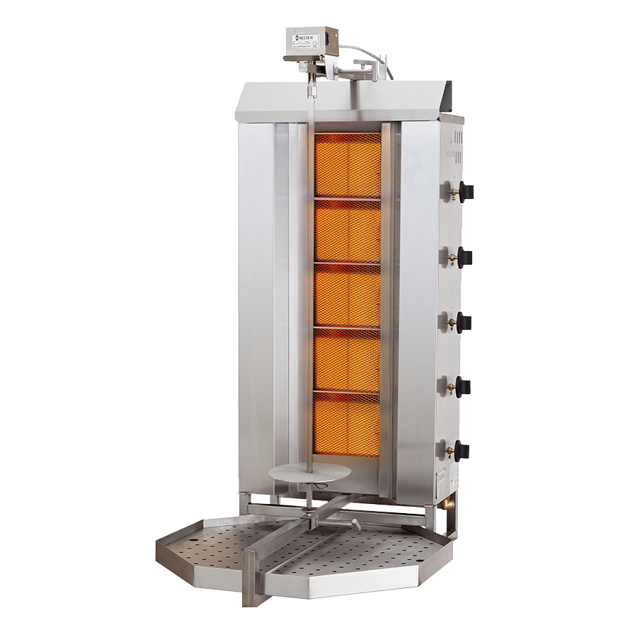 Aparat kebap, shaorma, gyros, cu 5 arzatoare gaz, motor sus, capacitate maxima 120kg, Meltem [1]