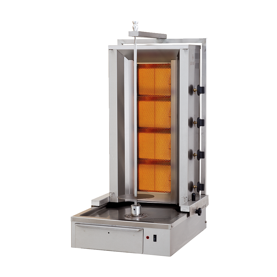 Aparat kebap, shaorma, gyros, cu 4 arzatoare gaz, motor jos, capacitate maxima 50kg,Meltem [1]