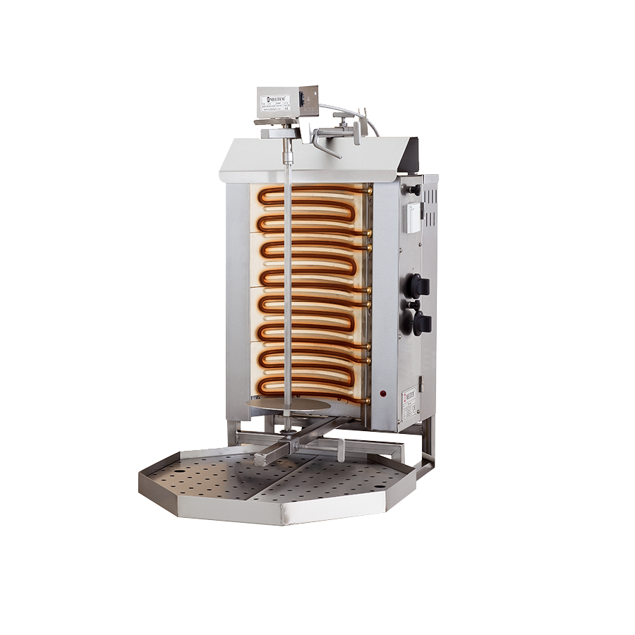 Aparat kebap, shaorma, gyros, cu 4 rezistente, motor sus, capacitate maxima 30kg, putere 6.4kw, 400V, Meltem [1]