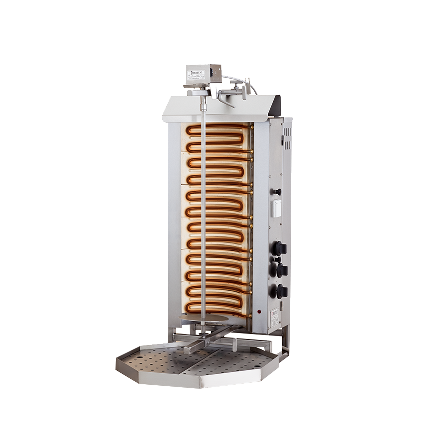 Aparat kebap, shaorma, gyros, cu 6 rezistente, motor sus, capacitate maxima 50kg, putere 9.6kw, 400V, Meltem [1]