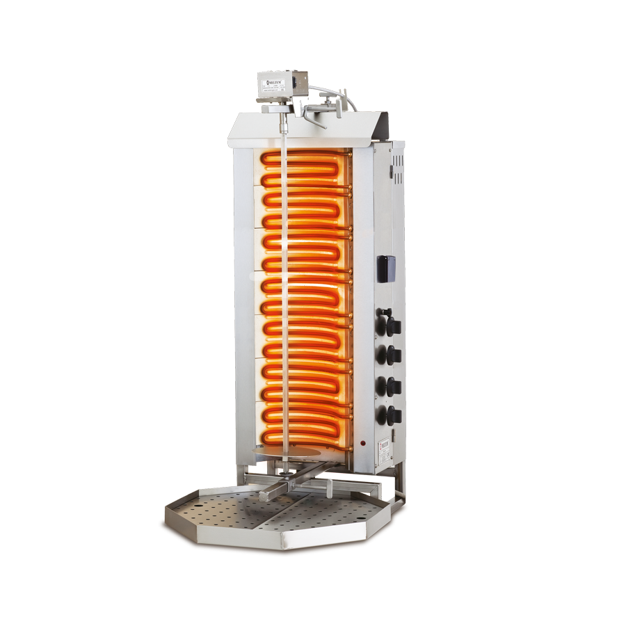 Aparat kebap, shaorma, gyros, cu 7 rezistente, motor sus, capacitate maxima 70kg, putere 11.2kw, 400V, Meltem [1]