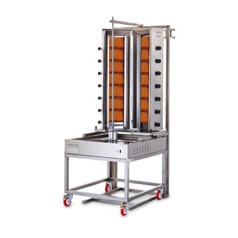 Aparate kebap, shaorma, gyros MELTEM - Aparat kebap, shaorma, gyros, cu 14 arzatoare in V, motor jos detasabil, capacitate maxima 300kg, putere calorica 49kw, Meltem