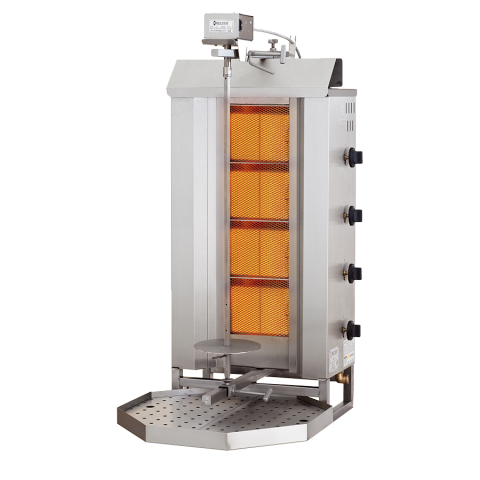 Aparate kebap, shaorma, gyros MELTEM - Aparat kebap, shaorma, gyros, cu 4 arzatoare gaz, motor sus, capacitate maxima 70kg, Meltem