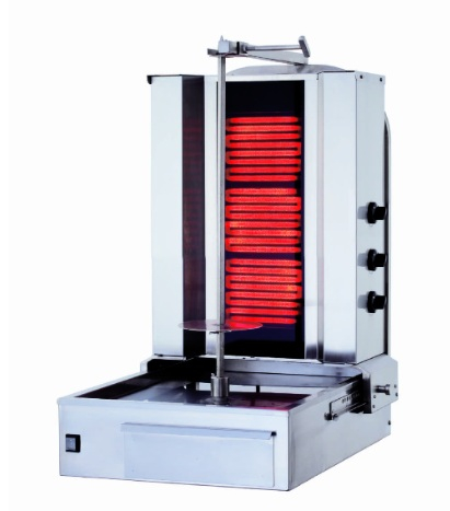Aparate kebap, shaorma, gyros KALITEGAZ - Aparat kebap, shaorma, gyros, cu 3 rezistente, electric, motor jos, capacitate maxima 40kg, Kalitegaz