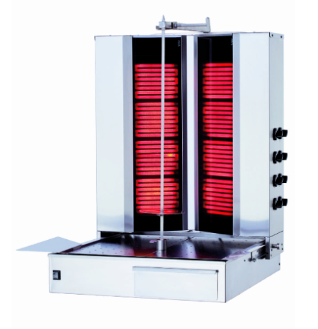 Aparate kebap, shaorma, gyros KALITEGAZ - Aparat kebap, shaorma, gyros, cu 8 rezistente in V, capacitate maxima 90kg, putere  14.4kw, Kalitegaz