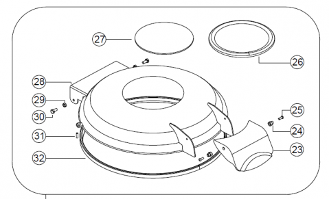 Piese de schimb masini de curatat cartofi - Capac inox complet pentru masina de curatat cartofi 30kg, Cod F3432, Fama Industrie