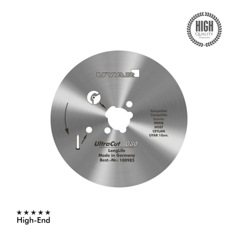 Piese de schimb pentru cutite electrice Uyar / Potis - Lamă circulară dreaptă pentru cuțit electric,shaorma,kebap, diametrul 80mm,model Ultracut