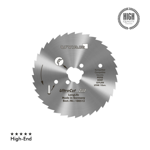 Piese de schimb pentru cutite electrice Uyar / Potis - Lamă circulară zimțată pentru cuțit electric,shaorma,kebap, diametrul 80mm,model Ultracut