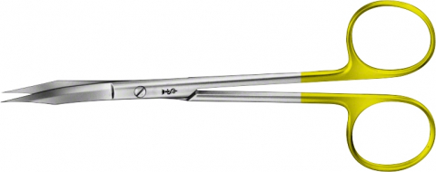 Instrumentar și accesorii AESCULAP - Foarfecă cu inserții tungsten, serată, delicată, curbă, ascuțit/ascuțit, lungime 130mm