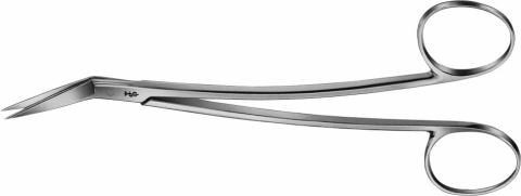 Instrumentar chirurgie dentară - Foarfecă pentru implantologie Locklin, angulata lateral, 1 lama dințată, lungime 155mm