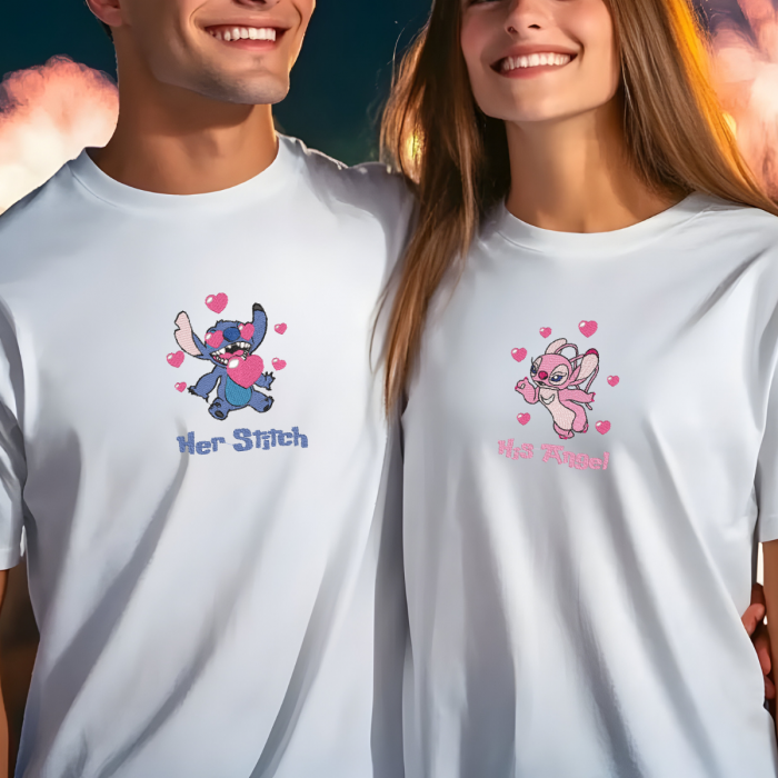 Set Cupluri Brodat Stitch and Angel [2]
