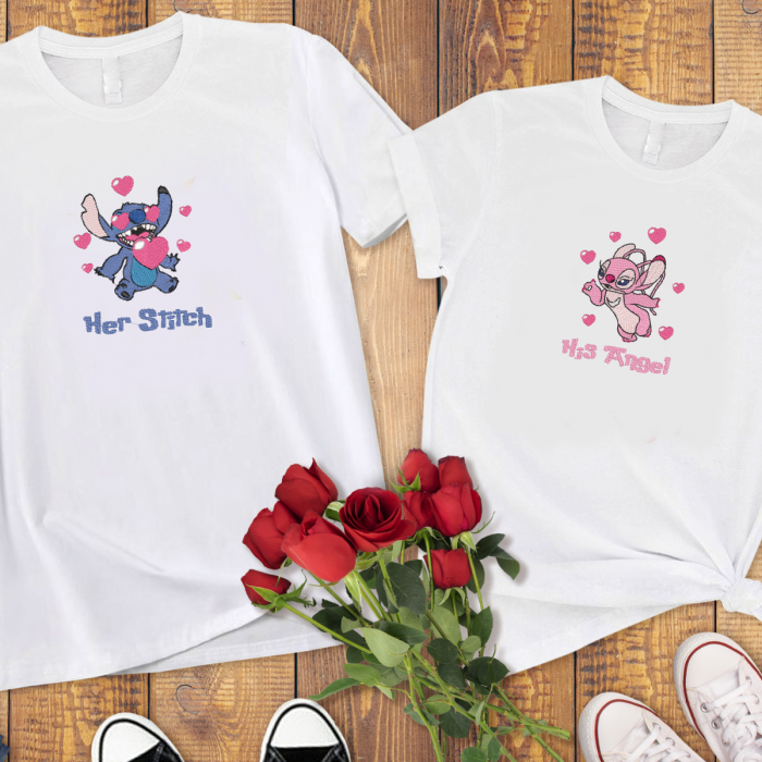 Set Cupluri Brodat Stitch and Angel [1]