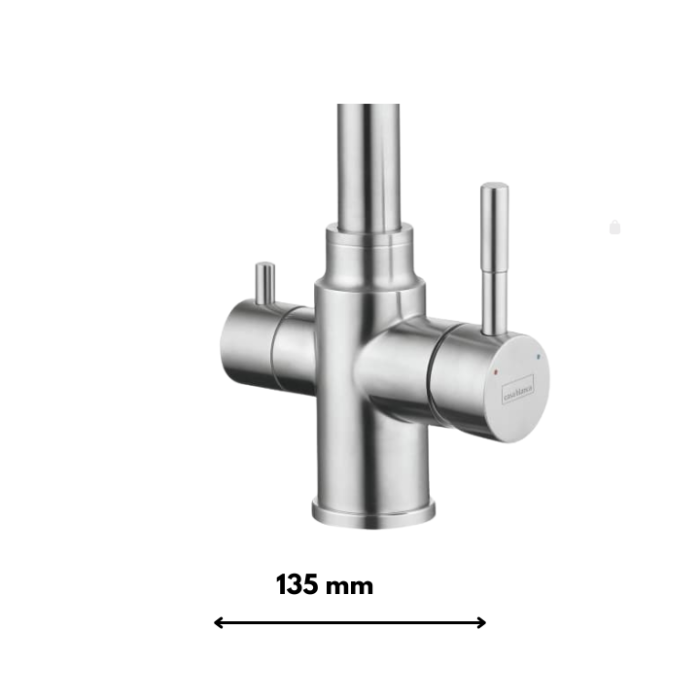 Baterie Bucătărie cu 3 Căi, din inox, pentru Apă Filtrată, Finisaj Lucios, Pipă Pivotantă, Înălțime 350mm [3]