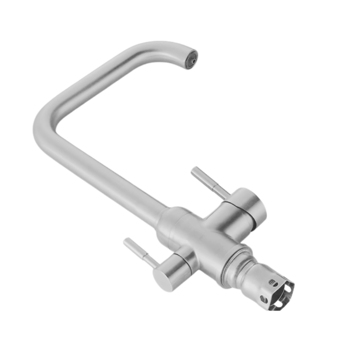 Baterie Bucătărie cu 3 Căi, pentru Apă Filtrată, Crom, Finisaj Lucios, Pipă Pivotantă, Înălțime 360 mm [3]