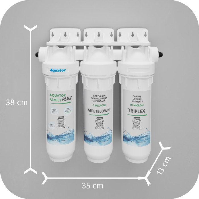 Set Filtru de apa, Aquator Family Triplex Plus, 8000-1000 L +  Rezerva Aquator Premium 70mm + Meltblown( sistem complet ) [4]