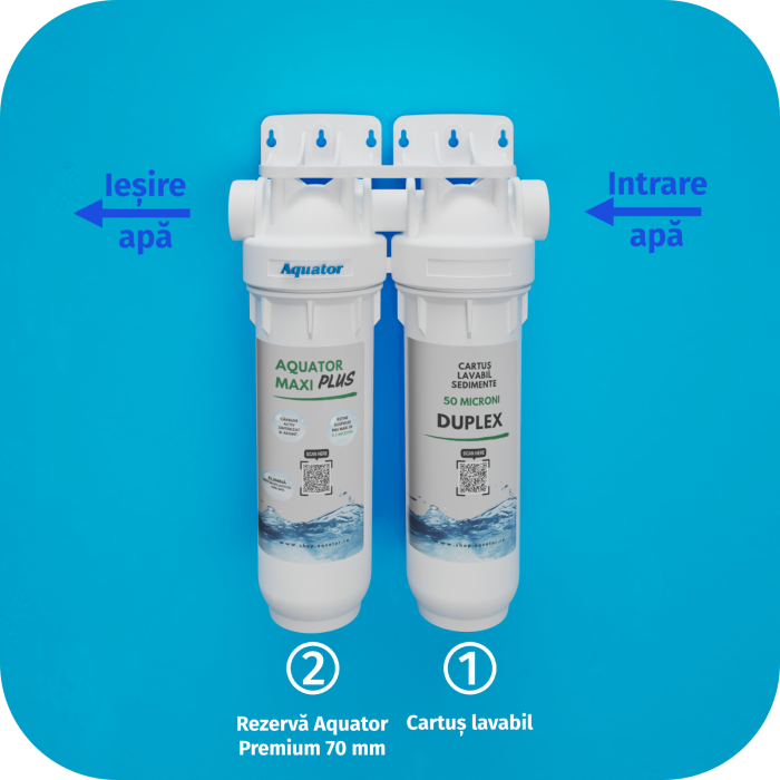 Set Filtru de apa, Aquator Maxi Duplex Plus,  5000-8000 L + Rezerva Aquator Premium 70 mm, ( sistem complet ) [4]