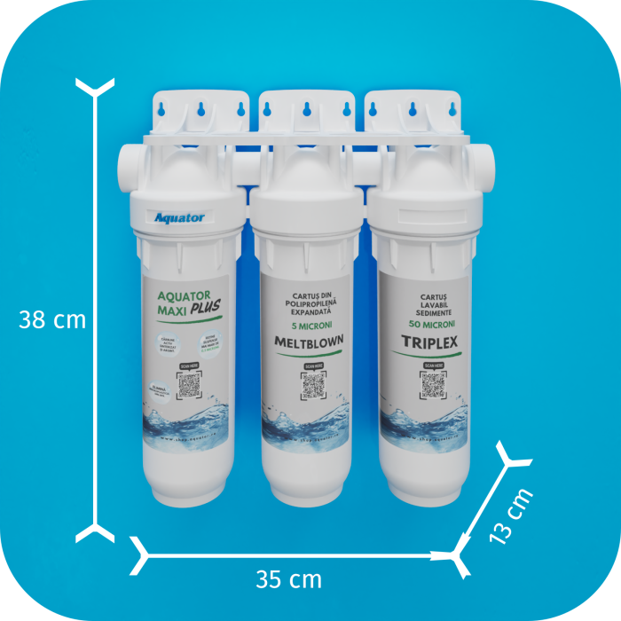 Set Filtru de apa, Aquator Maxi Triplex Plus, 8000 - 10000 L +  Rezerva Premium 70 mm, ( sistem complet ) [3]