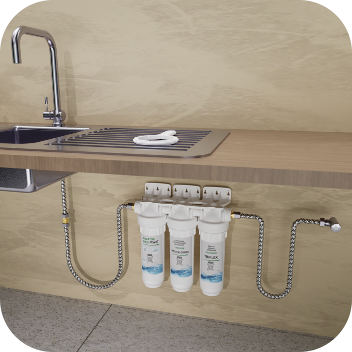 Set Filtru de apa, Aquator Maxi Triplex Plus, 8000 - 10000 L +  Rezerva Premium 70 mm, ( sistem complet ) [6]