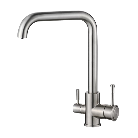 Baterii Bucătărie cu 3 Căi - Baterie Bucătărie cu 3 Căi, pentru Apă Filtrată, Crom, Finisaj Lucios, Pipă Pivotantă, Înălțime 360 mm
