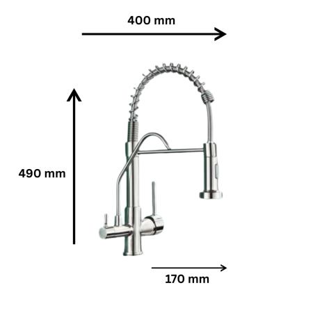 Baterie bucătărie cu 3 căi pentru filtru de purificare, crom, cu arc [1]
