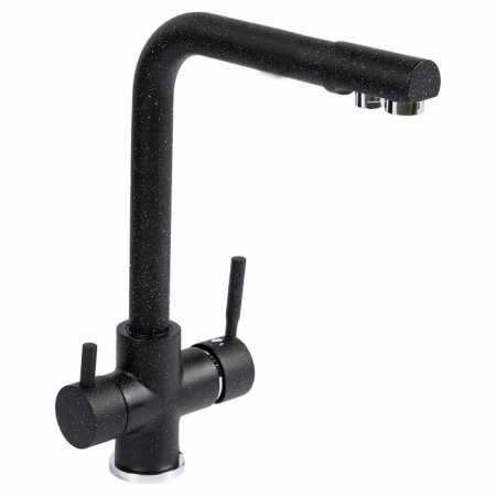 Baterii Bucătărie cu 3 Căi - Baterie bucătărie cu 3 căi pentru filtru de purificare, neagră mat cu puncte mici