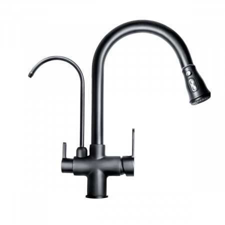 Baterii Bucătărie cu 3 Căi - Baterie bucătărie cu 3 căi pentru filtru de purificare, neagră.