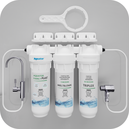 ⁠Gama Family Plus (montaj sub chiuveta+baterie pe blat) - Filtru de apa, Aquator Family Triplex, 8000 - 10000 L