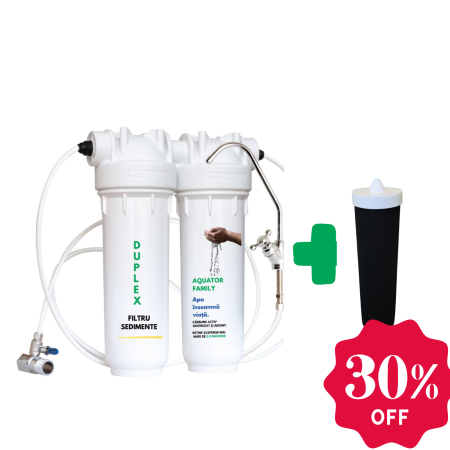 Promotii Filtre - Set Filtru de apa, Aquator Family Duplex + Rezerva filtru apa, Aquator Family 60 mm, 5000 L