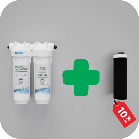 Promotii Filtre - Set Filtru de apa, Aquator Family Duplex Plus, 5000-8000 L + Rezerva Aquator Premium 70mm ( sistem complet )