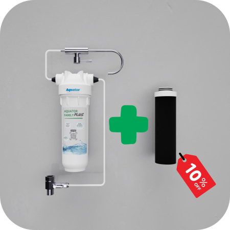 Promotii Filtre - Set Filtru de apa, Aquator Family Plus, 4000 - 6000 L + Rezerva Aquator Premium 70mm ( sistem complet )