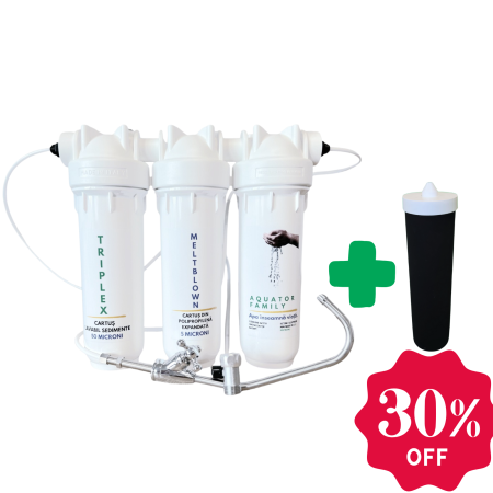 Promotii Filtre - Set Filtru de apa, Aquator Family Triplex  + Rezerva filtru apa, Aquator Family 60 mm, 8000 - 10000 L ( sistem complet )