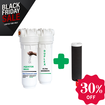 Promotii Filtre - Set Filtru de apa, Aquator Maxi Duplex + Rezerva filtru apa, Aquator Maxi 70 mm, 5000 L