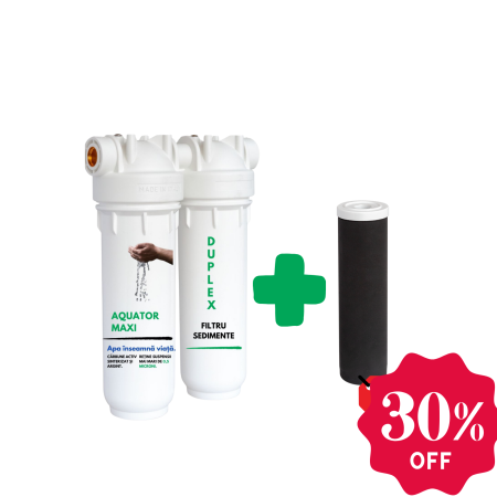 Promotii Filtre - Set Filtru de apa, Aquator Maxi Duplex + Rezerva filtru apa, Aquator Maxi 70 mm, 5000 L