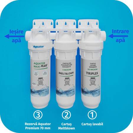 Set Filtru de apa, Aquator Maxi Triplex Plus, 8000 - 10000 L +  Rezerva Premium 70 mm, ( sistem complet ) [3]