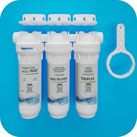 Set Filtru de apa, Aquator Maxi Triplex Plus, 8000 - 10000 L +  Rezerva Premium 70 mm, ( sistem complet ) [1]
