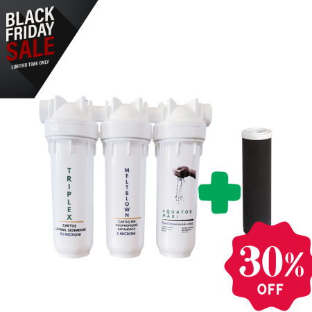 Promotii Filtre - Set Filtru de apa, Aquator Maxi Triplex +  Rezerva filtru apa, Aquator Maxi 70 mm, 8000 - 10000 L ( sistem complet )