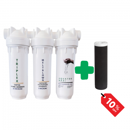Filter Offers - Set Filtru de apa, Aquator Maxi Triplex +  Rezerva filtru apa, Aquator Maxi 70 mm, 8000 - 10000 L ( sistem complet )