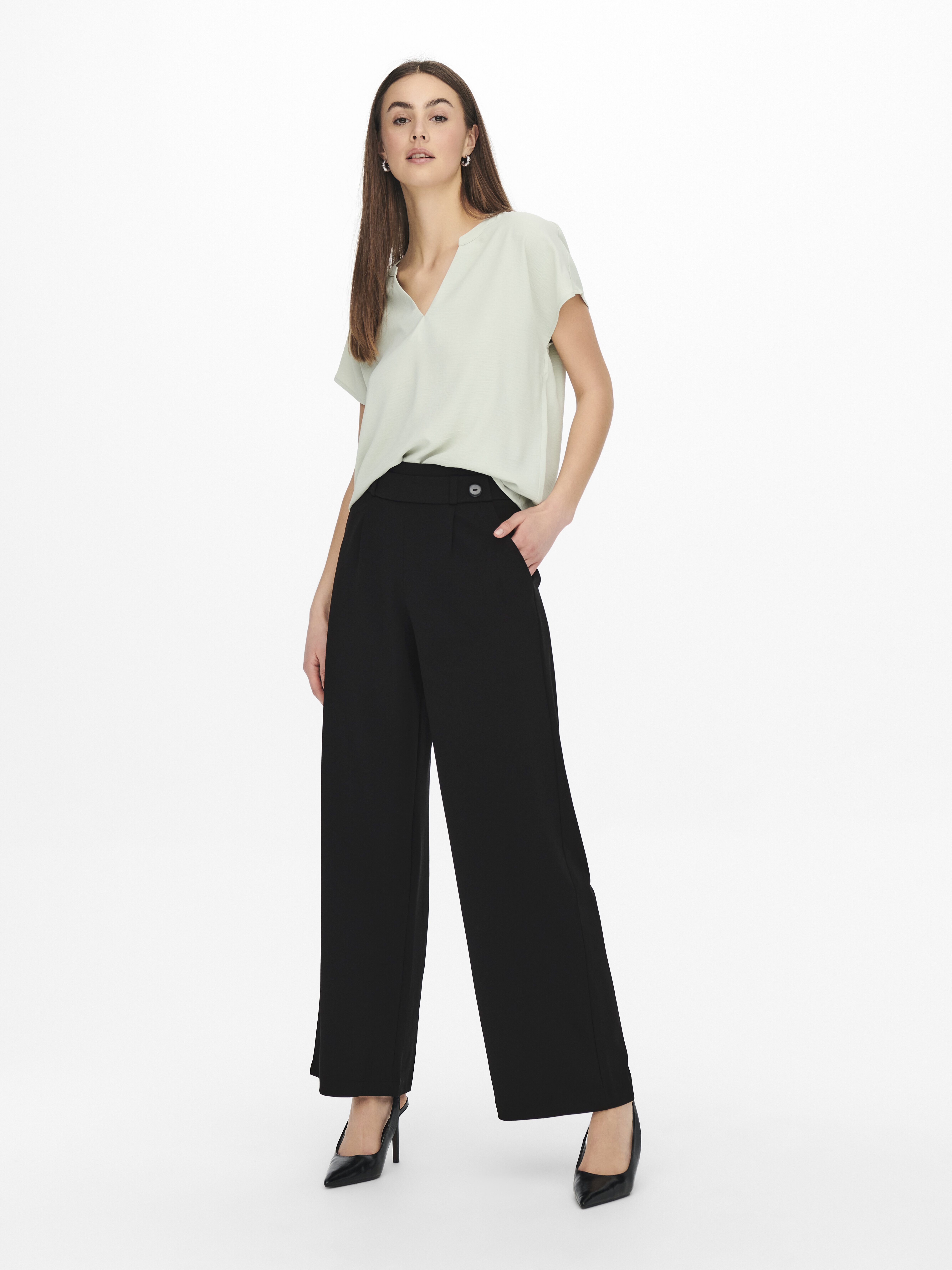 Jdy Pantaloni Negri Wide Femei [4]