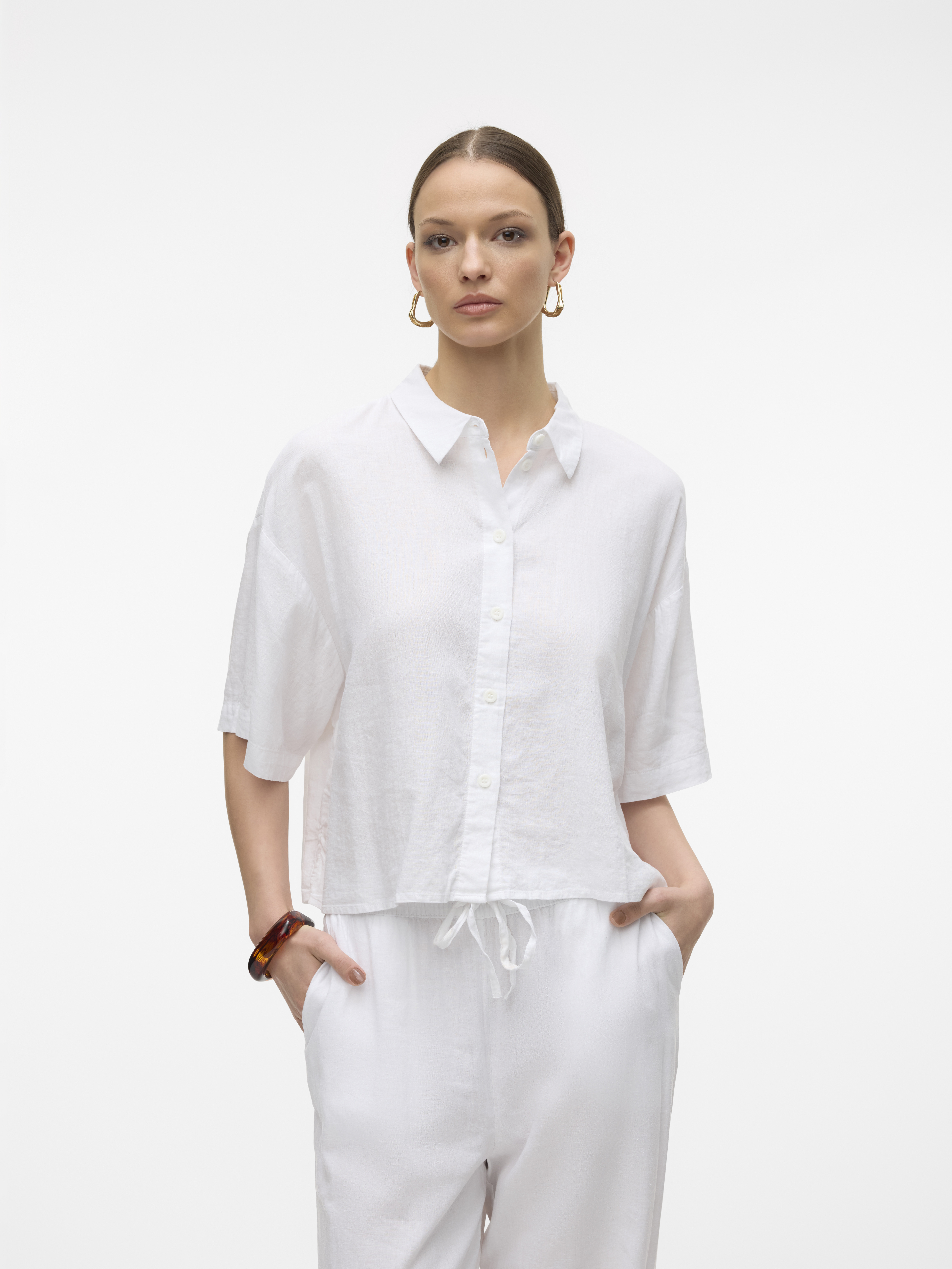 Vero Moda Женская Рубашка С Коротким Рукавом Белая  [1]