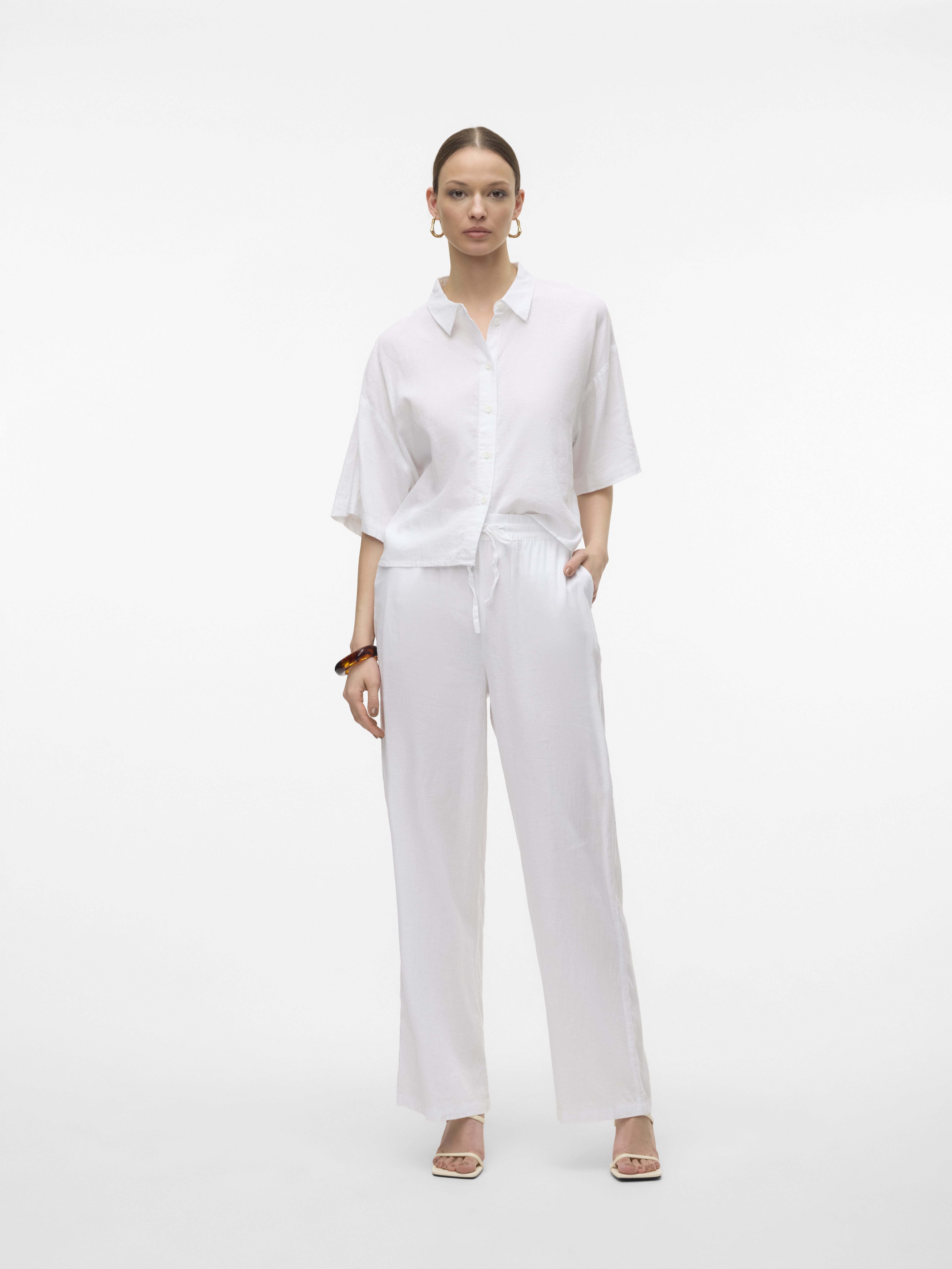 Vero Moda Женская Рубашка С Коротким Рукавом Белая  [3]