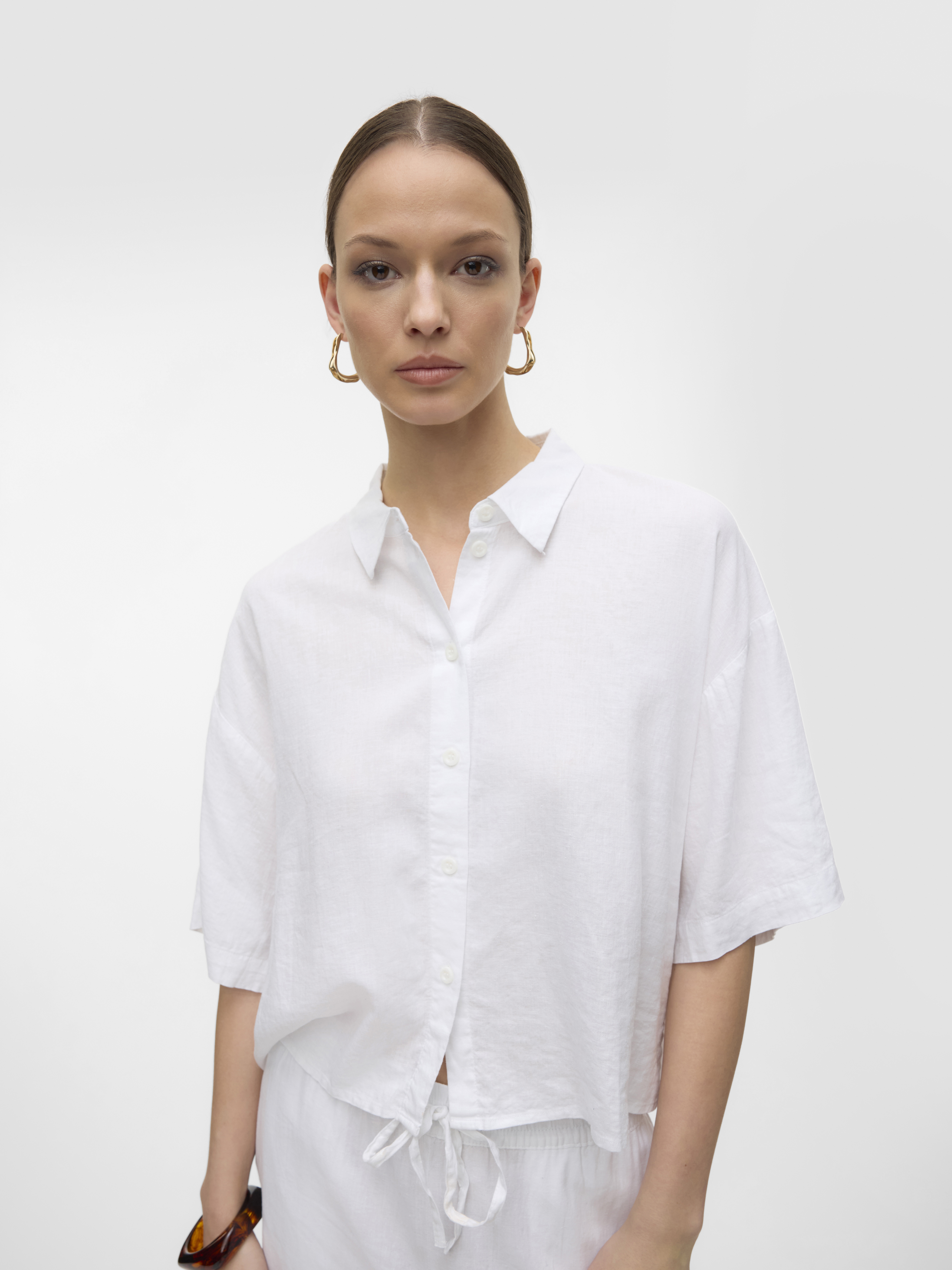 Vero Moda Женская Рубашка С Коротким Рукавом Белая  [5]