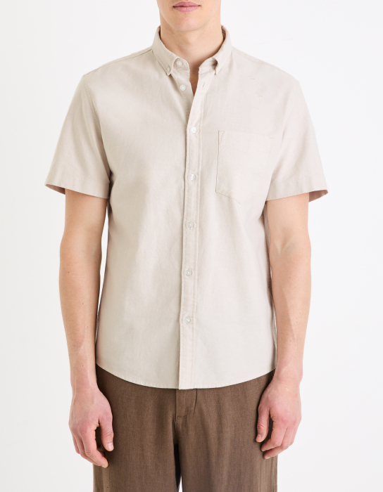 Celio Рубашка С Коротким Рукавом Bej Regular [3]