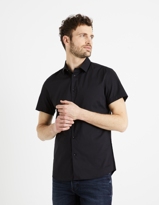 Celio Camasa Cu Maneca Scurta Neagra Slim Barbati [1]