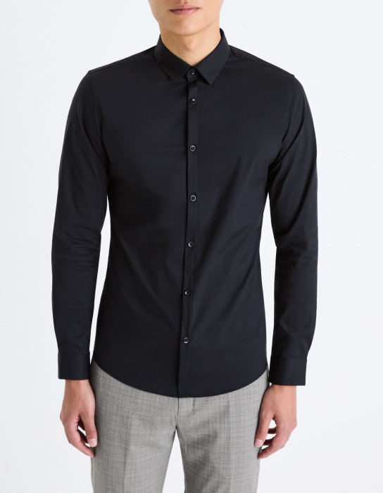 Celio Мужская Рубашка Чёрная Extra Slim [3]