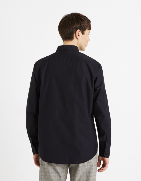 Celio Мужская Рубашка Чёрная Regular [2]