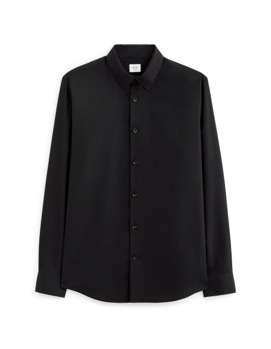 Celio Мужская Рубашка Чёрная Regular [4]
